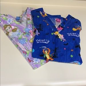 2 The Wonderful World of Disney Scrub Tops